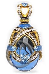 Product Pic - Faberge Style Egg Pendant with Blue Topaz,  Sterling Silver, Gold Finish