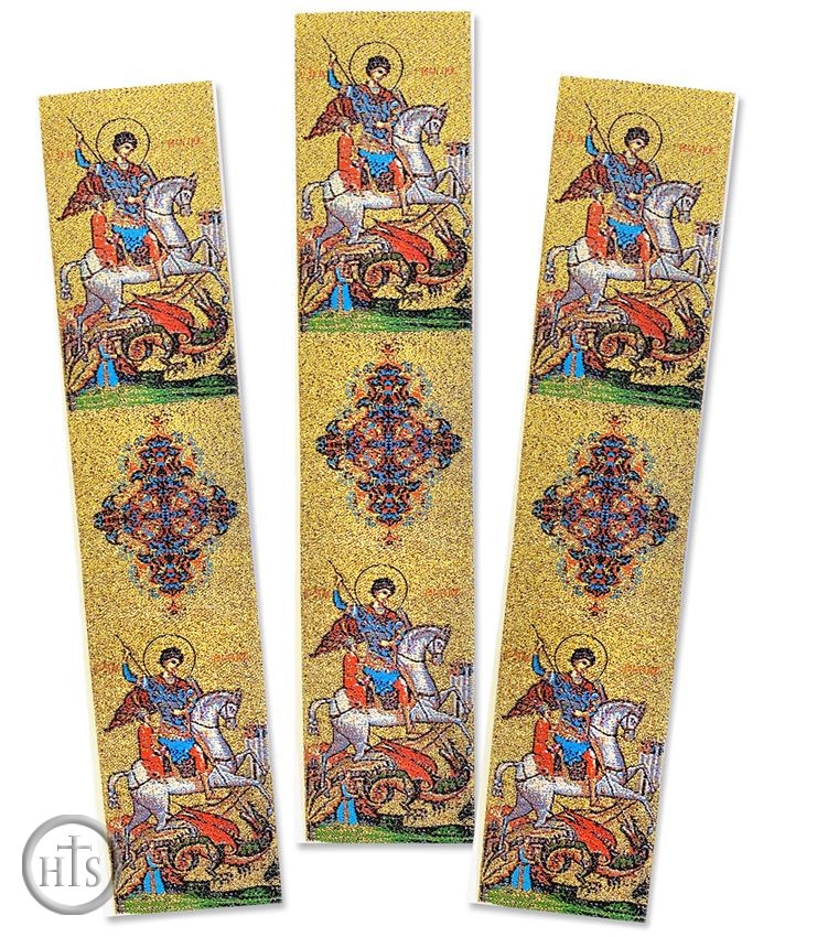Photo - Saint George, Set of 3 Tapestry  Icon  Book Markers