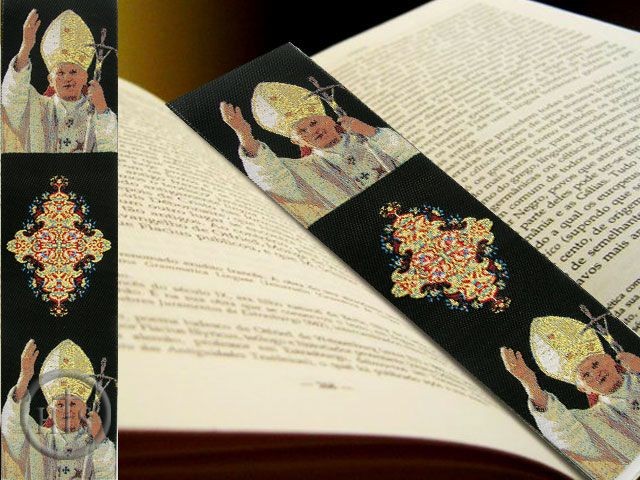 Product Image - Blessed Pope John Paul II, Textile Art Tapestry  Icon  Book Marker 
