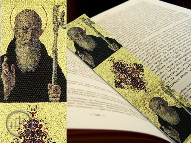 Picture - St Benedict, Textile Art Tapestry  Icon  Book Marker 