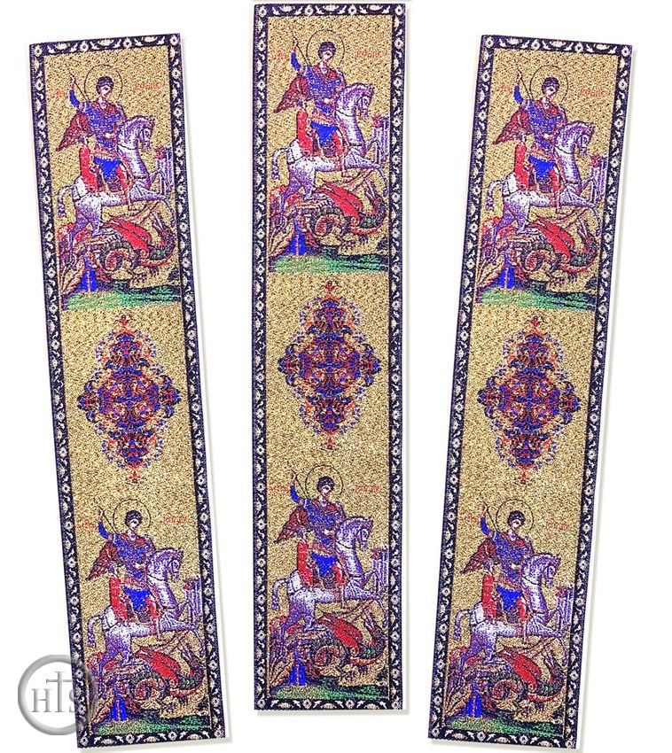 Pic - Saint George, Set of 3 Tapestry  Icon  Book Markers