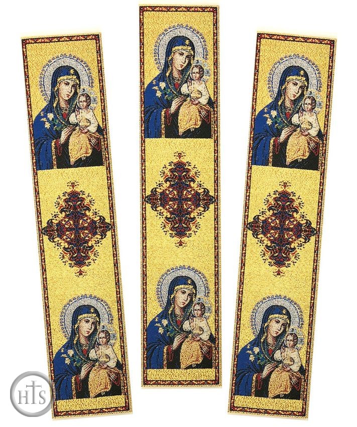 Product Pic - Virgin Mary Eternal Bloom, Set of 3 Tapestry  Icon  Book Markers