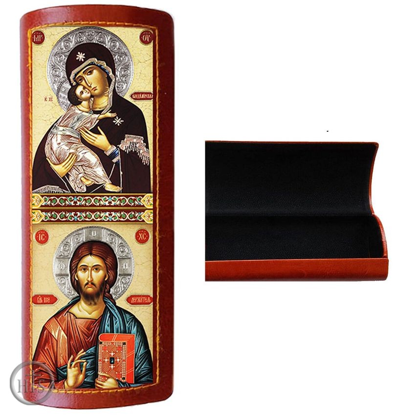 Product Photo - Versatile Box Case for Eyeglasses with The Christ / Virgin Mary Icons 