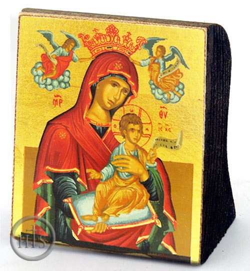 Photo - Madonna & Child, Byzantine Serigraph Greek Mini Icon, Bronze Leaf