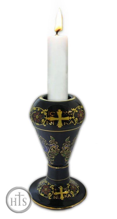 Product Picture - Ceramic Candle Holder Hand Decorated with 24Kt Gold