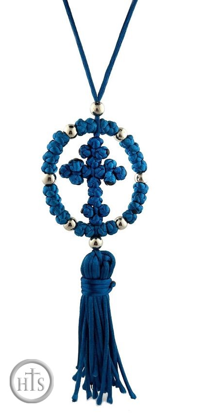 HolyTrinityStore Picture - Car Cross Pendant 38 Knots, Blue