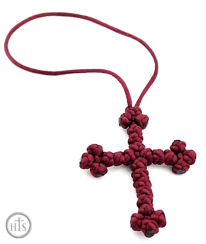 Product Photo - Car Cross Pendant 27 Knots, Burgundy
