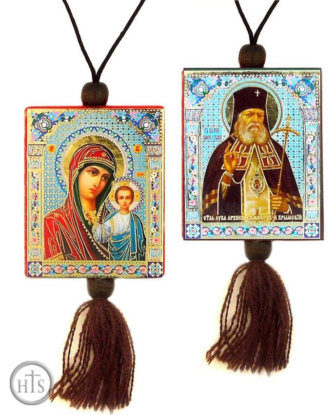 Product Picture - Virgin of Kazan and St. Luke, Reversible Car Icon on Rope