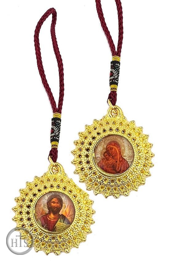 Product Photo - Christ The Teacher and Virgin Mary, Reversible Icon Pendant