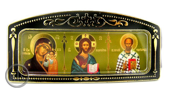 Product Photo - Car Icon Virgin of Kazan, Christ The Teacher, St Nicholas, Triptych