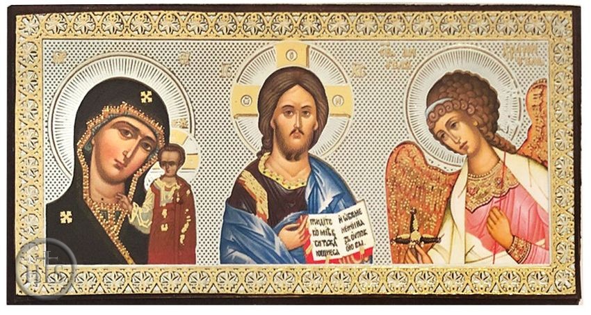 HolyTrinityStore Image - Virgin of Kazan, The Christ, Guardian Angel, Mini Triptych