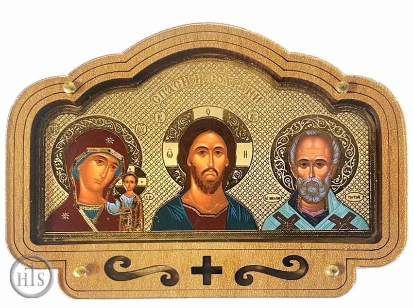 Product Image - Virgin of Kazan, The Christ, St. Nicholas, Mini Triptych