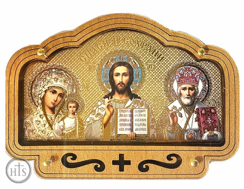Product Pic - Virgin of Kazan, The Christ, St. Nicholas, Mini Triptych