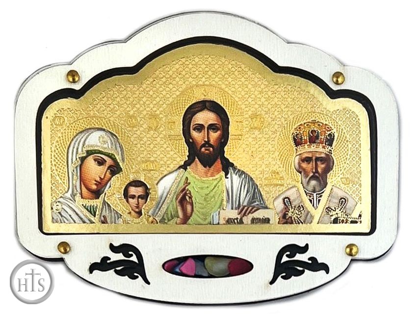 HolyTrinityStore Image - Car Mini Triptych with Incense Crystals, White