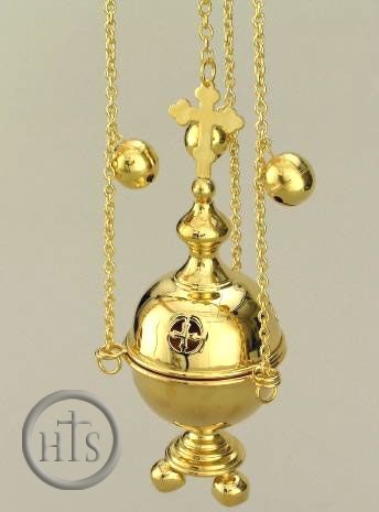 HolyTrinity Pic - Censer Gold w/Bells -Greek Cross Top