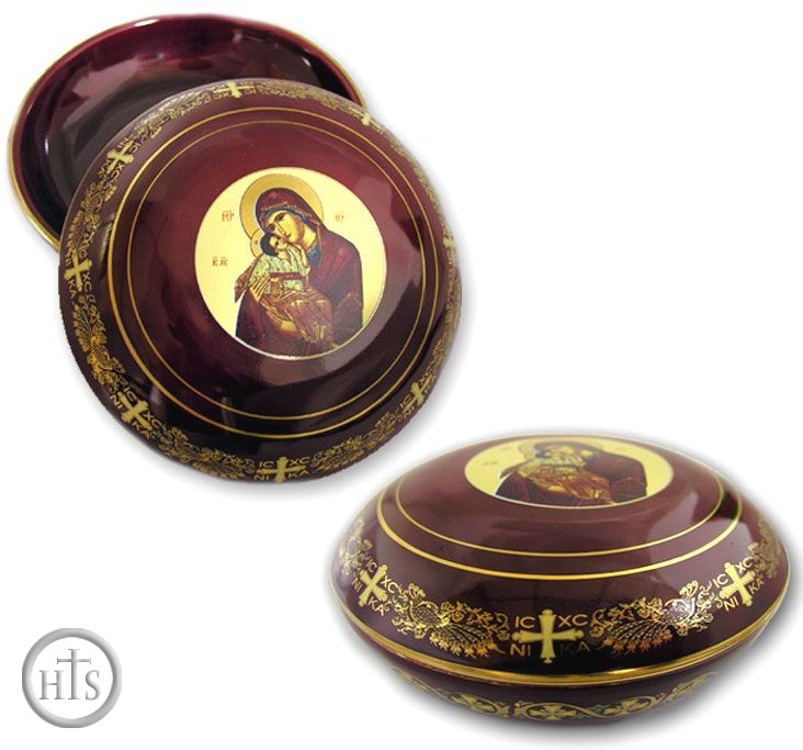 HolyTrinityStore Photo - Ceramic Case with Icon, Red, Made in Greece