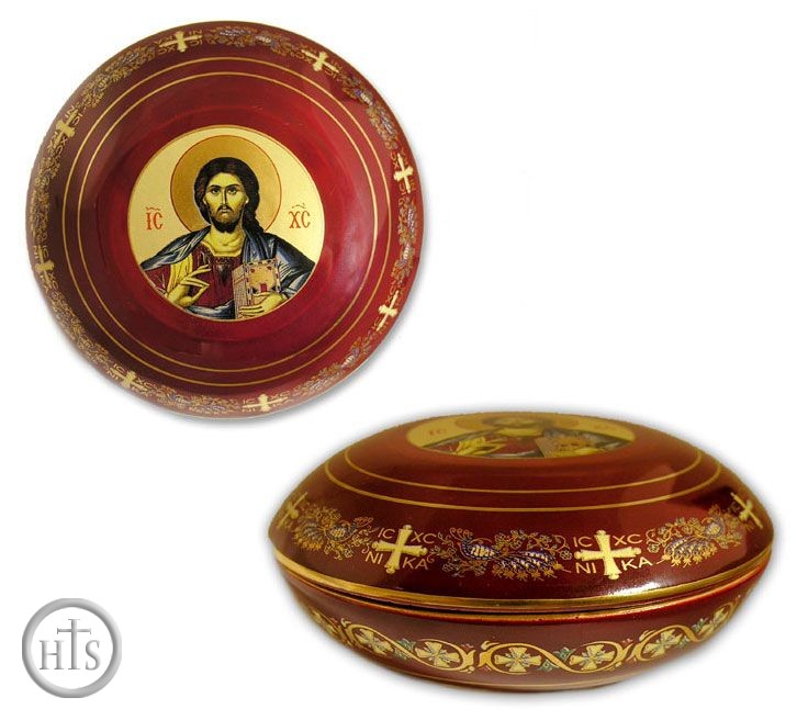 HolyTrinityStore Picture - Ceramic Rosary Icon Case, Red