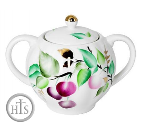 HolyTrinityStore Picture - Lomonosov Porcelain 'Cherries' Sugar Bowl