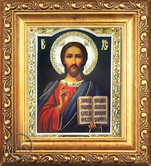 HolyTrinityStore Image - Christ The Teacher, Framed Icon with Crystals and Glass 