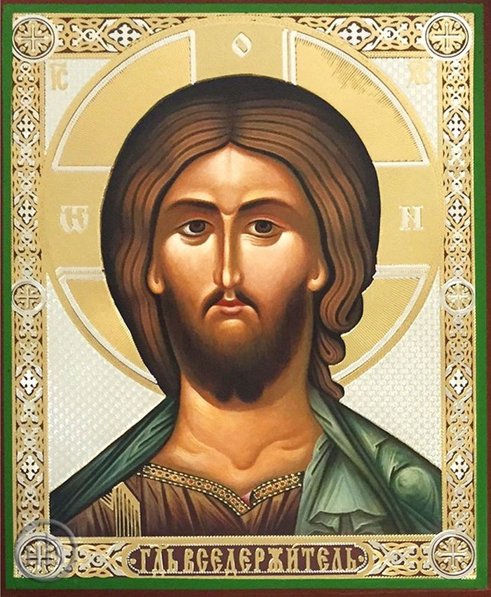 Product Picture - Christ Almighty, Gold & Silver Foiled Orthodox  Icon