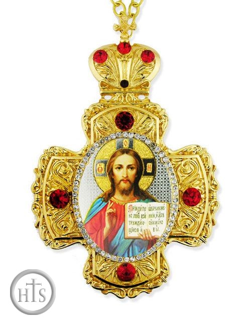 HolyTrinity Pic - Christ The Teacher, Framed Cross-Shaped Icon Pendant