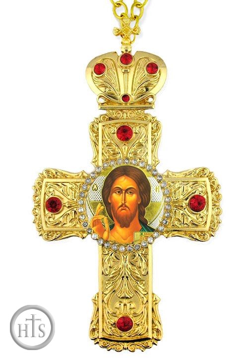 HolyTrinityStore Image - Christ The Teacher,  Framed Cross-Shaped Icon Pendant