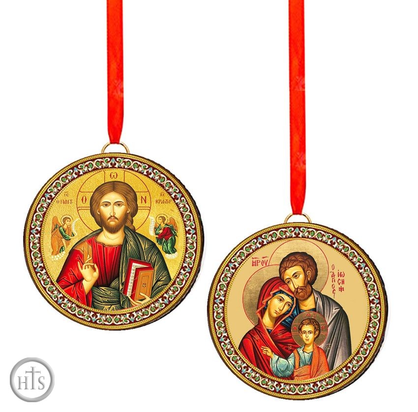 Photo - The Christ and The Holy Family, Round Icon Pendant
