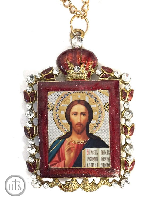 Image - Christ The Teacher, Framed Enamel Icon Ornament, Red