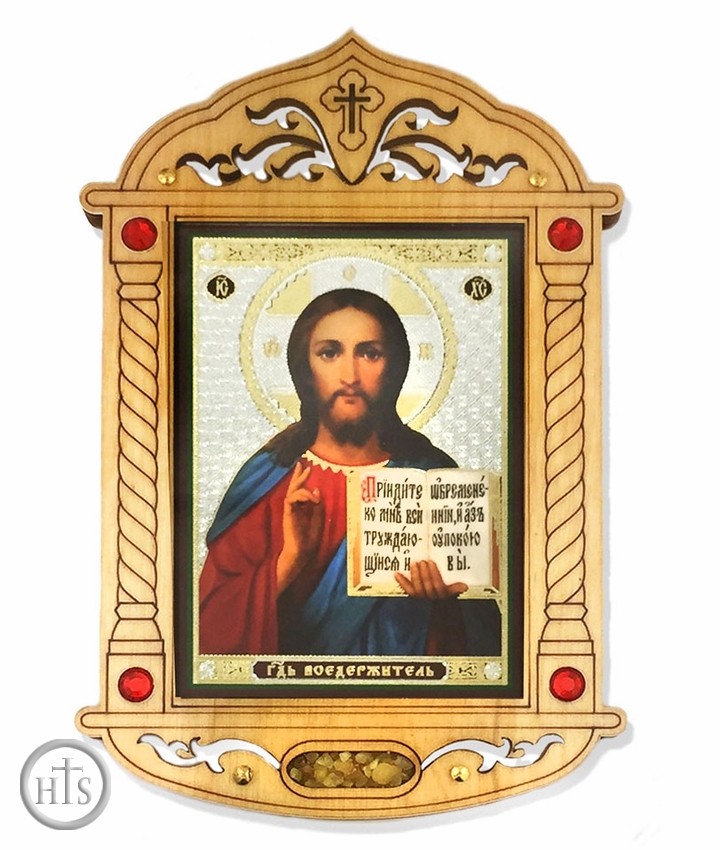 HolyTrinity Pic - Christ The Teacher  Icon  in Wooden Shrine 