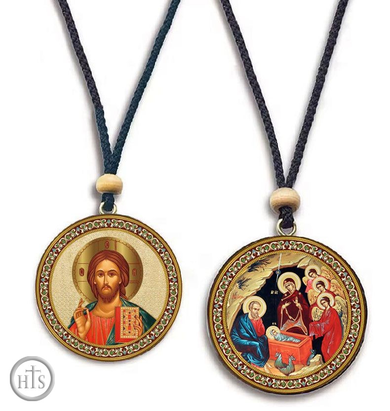 Product Image - Christ The Teacher / The Nativity, Reversible Icons on Rope