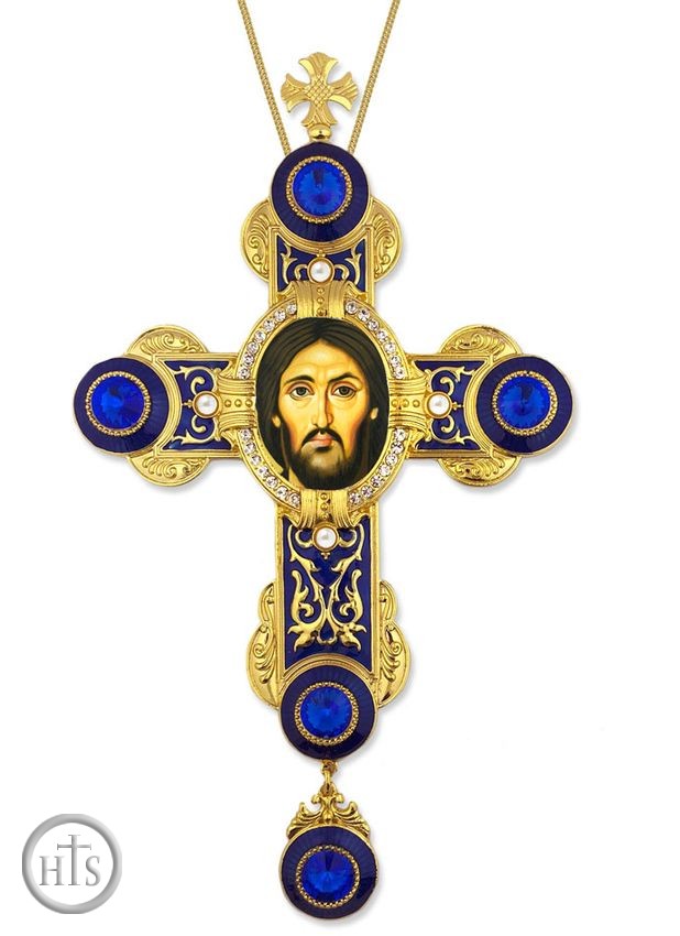 HolyTrinityStore Photo - Christ of Sinai Icon in Byzantine Styled Cross Ornament