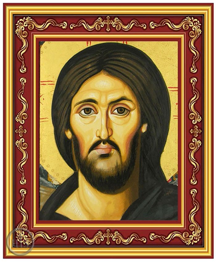 Photo - Christ Pantocrator (Sinai), Gold Foil Orthodox Icon in Frame 