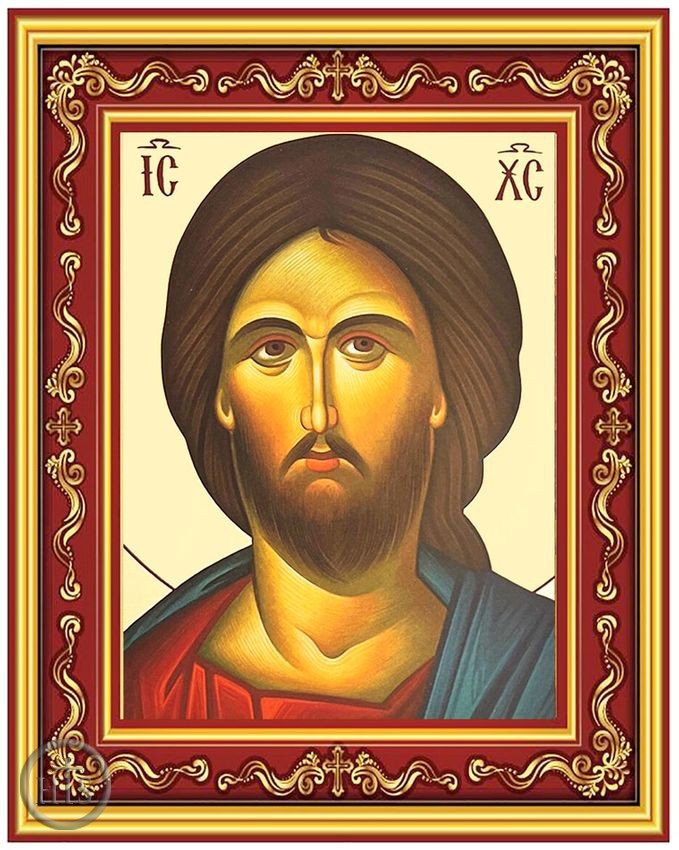 Product Photo - Christ Pantocrator, Greek Byzantine Orthodox Icon in Frame