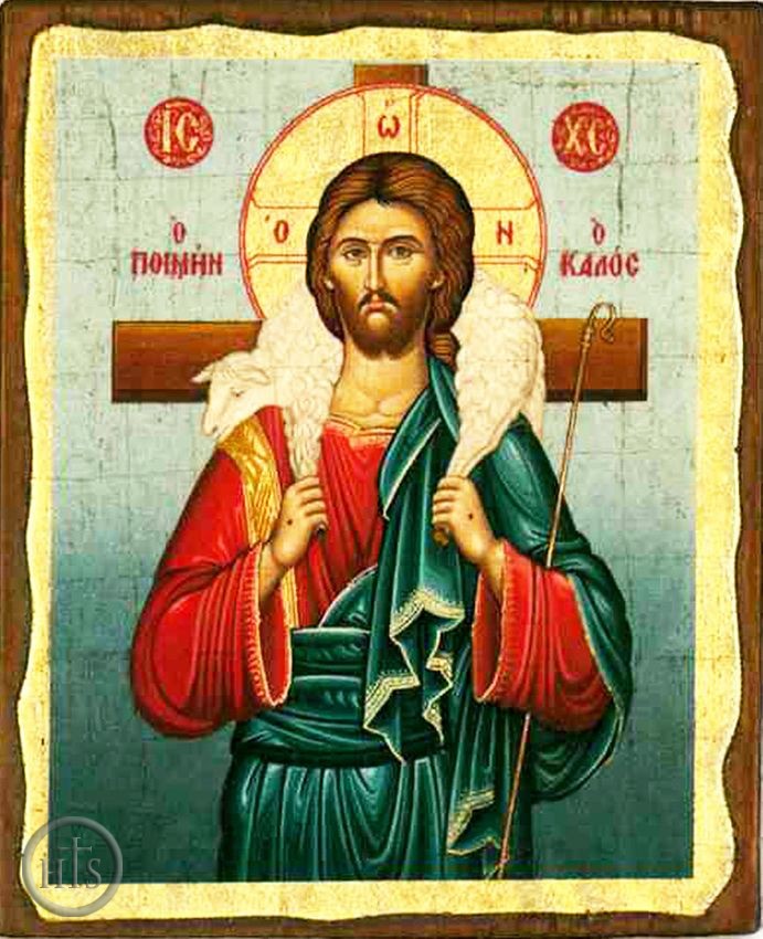 HolyTrinity Pic - Christ The Good Shepherd, Greek Serigraph Orthodox Icon