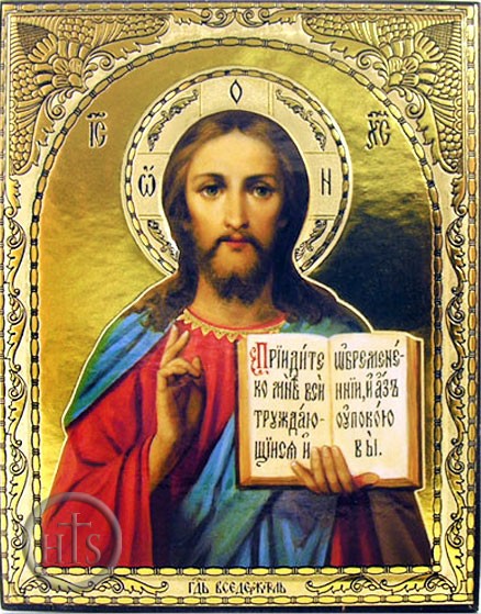 Picture - Christ the Teacher, Gold Foil Embossed  Orthodox Christian Icon
