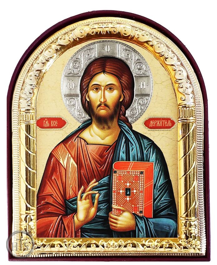 HolyTrinity Pic - Christ The Teacher, Arched Orthodox Icon with Stand