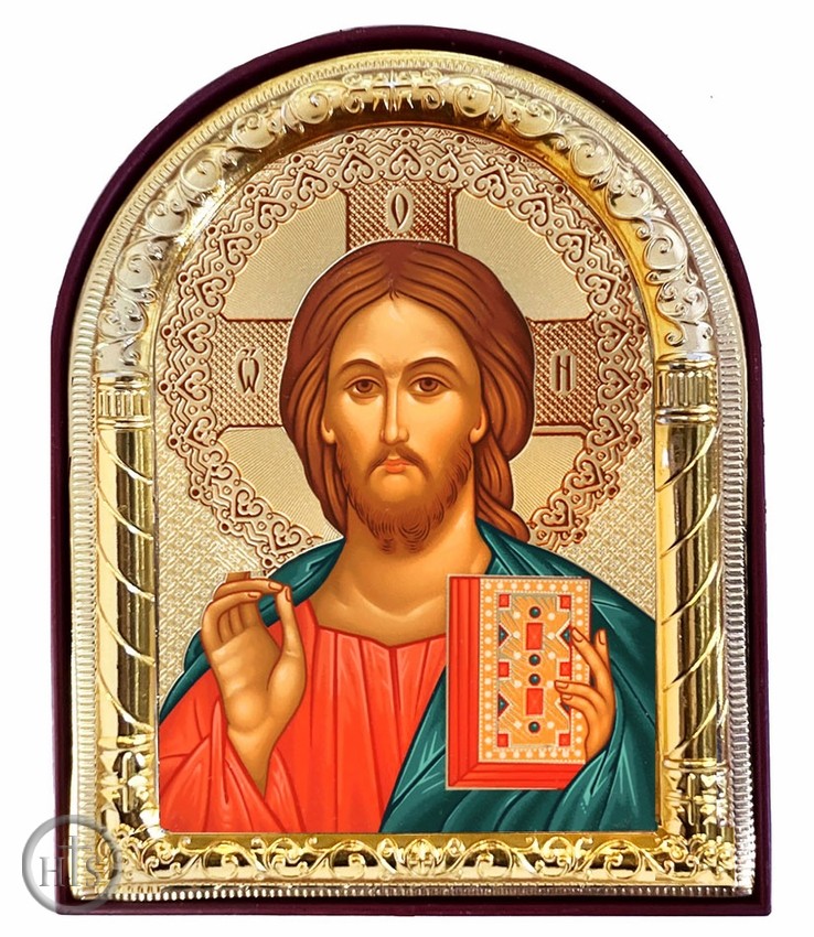 Product Pic - Christ The Teacher, Arched Orthodox Icon with Stand
