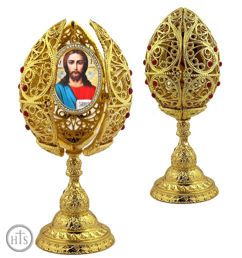 Product Pic - Christ The Teacher, Filigree Style Icon Egg, 6