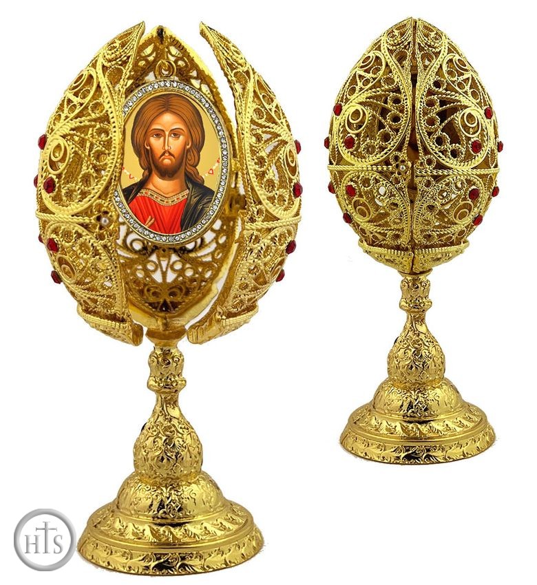HolyTrinityStore Photo - Christ The Teacher, Filigree Style Icon Egg, 6