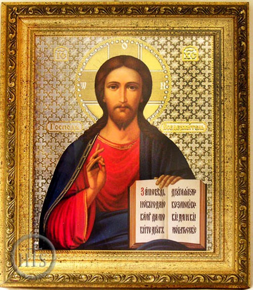 Product Photo - Christ The Teacher, Orthodox Framed Icon with Glass and Crystals