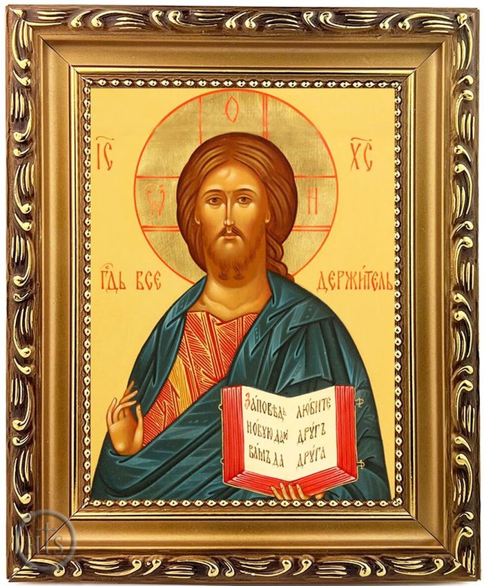 Product Picture - Christ The Teacher, Wooden Frame Orthodox Icon with Stand