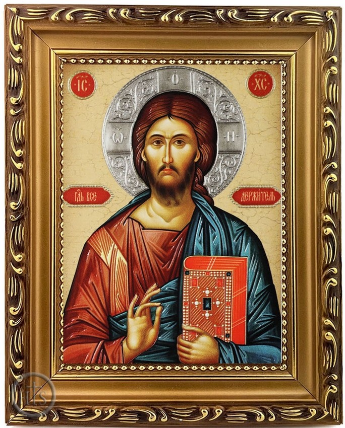 HolyTrinityStore Image - Christ The Teacher,  Wooden Frame Orthodox Icon with Stand