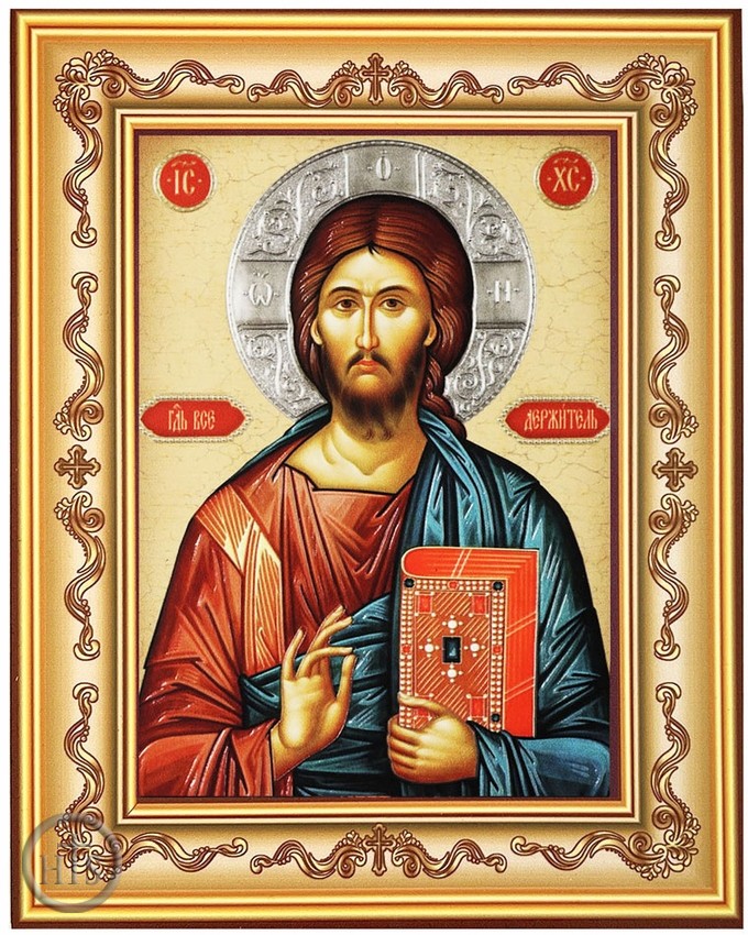 Picture - Christ The Teacher, Orthodox Icon in Frame 