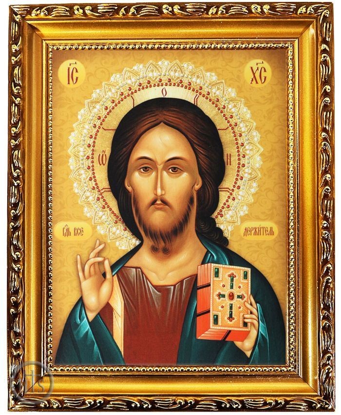 Product Photo - Christ The Teacher, Wooden Frame Gold Foil Icon with Stand