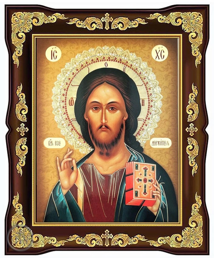 Product Pic - Christ The Teacher, Framed Gold Foil Icon with Stand