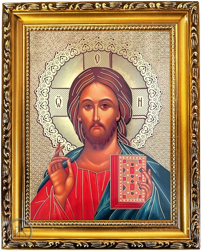 Photo - Christ The Teacher, Wooden Frame Gold Foil Icon with Stand