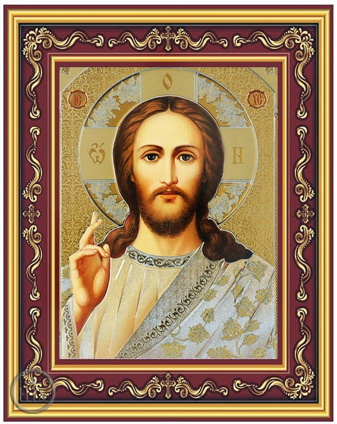 Pic - Christ The Teacher, Gold Foil Orthodox Icon in Frame 