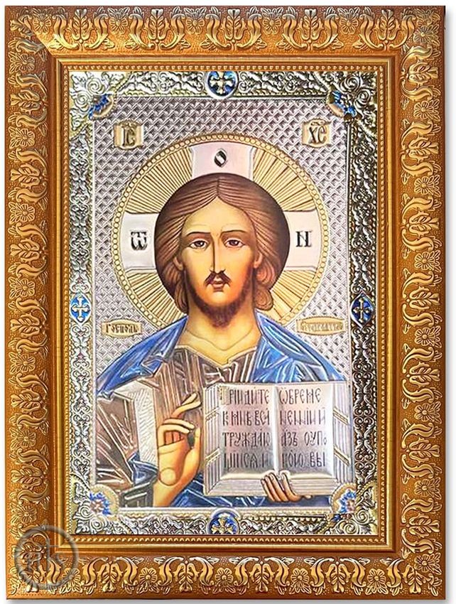 Photo - Christ TheTeacher, Framed Gold Foil Orthodox Icon with Glass