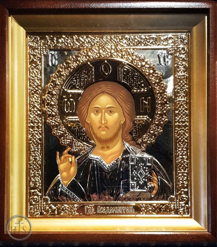 HolyTrinityStore Image - Christ the Teacher, Orthodox Framed Icon with Metal Riza