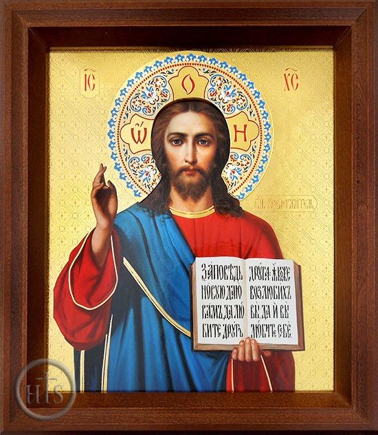 HolyTrinityStore Picture - Christ The Teacher, Orthodox Icon in Wooden Frame